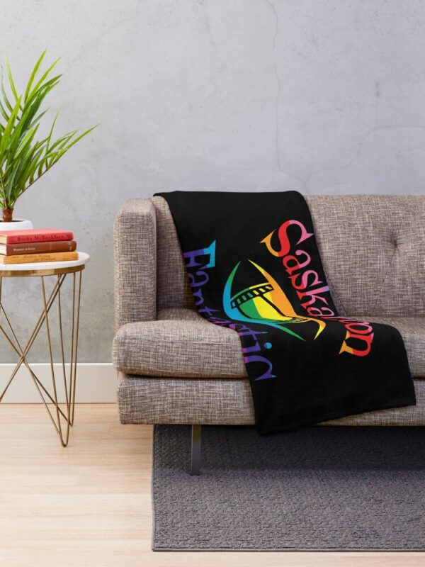 Saskatoon Fantastic Logo Throw Blanket in Pride Colours - Image 2