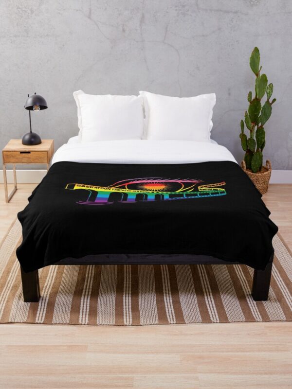 Saskatoon Fantastic Old School Logo Throw Blanket in Pride Colours - Image 2