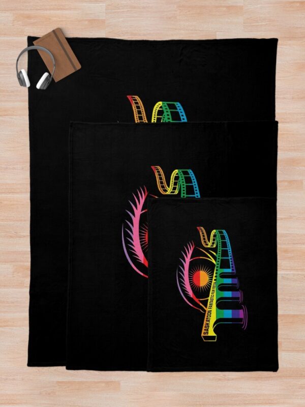 Saskatoon Fantastic Old School Logo Throw Blanket in Pride Colours - Image 5