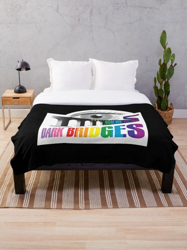 Dark Bridges Old School Logo Throw Blanket in Pride Colours - Image 2